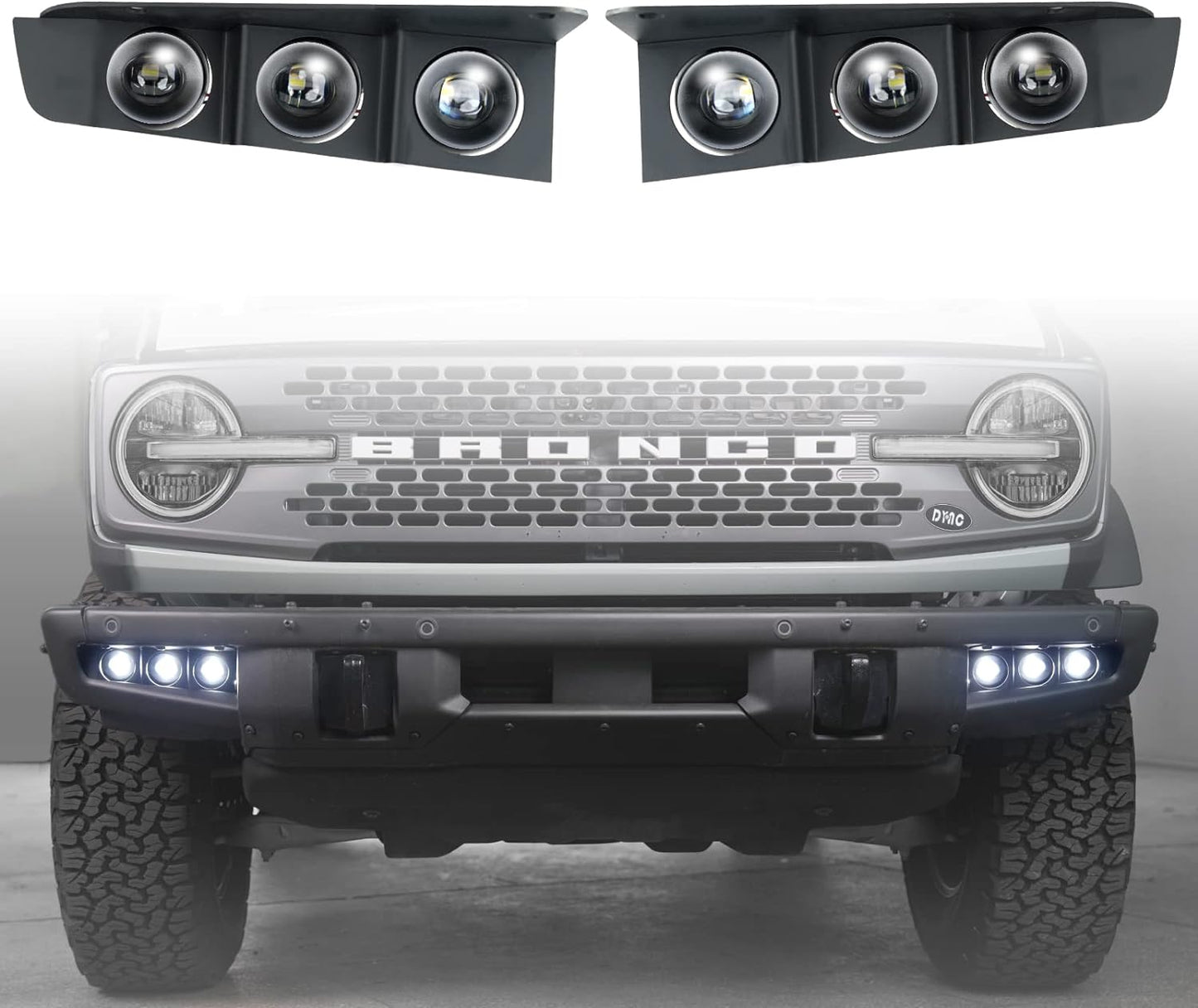 LED Front Bumper Fog Light with Mounts, Modular Bumper Fog Lamps Accessories, Ultra-Bright White Light Source Compatible with Ford Bronco 2021 2022 2023 2/4 Door