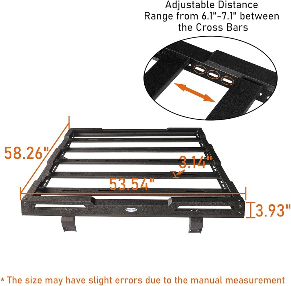 Roof Rack Cargo Basket for 2007-2018 Jeep Wrangler JK Unlimited 4-Door Hardtop Heavy Duty Steel Luggage Carrier