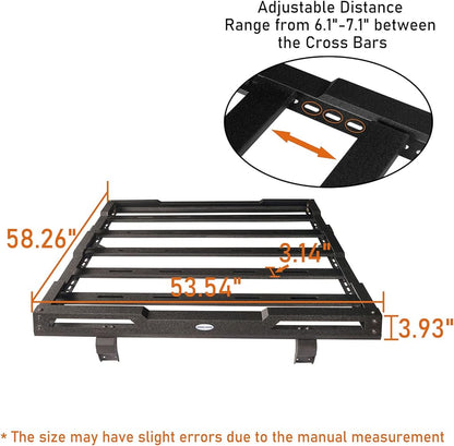 Roof Rack Cargo Basket for 2007-2018 Jeep Wrangler JK Unlimited 4-Door Hardtop Heavy Duty Steel Luggage Carrier - OMOTOR