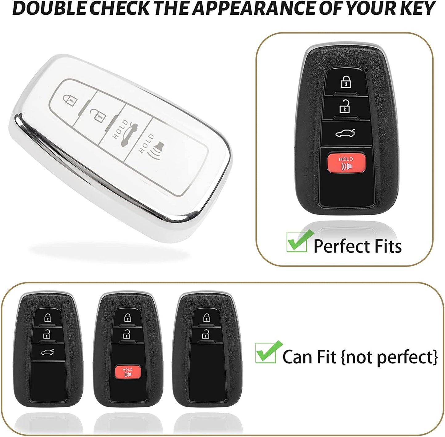 for Toyota Key Fob Cover with Bling Lanyard, Key Fob Case for Camry Highlander RAV4 Corolla Avalon C-HR Prius GT86 4Runner Prado Soft TPU Protection Smart Key Holder - OMOTOR