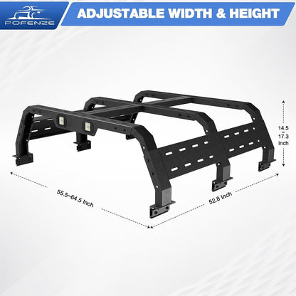 Truck Bed Rack for Dodge Ram 1500 Adjustable Height 14.5'' to 17.3'' No-Drill Bed Racks Truck Bed Extender for Dodge Ram 1500 2002-2022 | Silverado 1500 2014-2022 | F150 2009-2022 | Tundra 2007-2013 - OMOTOR