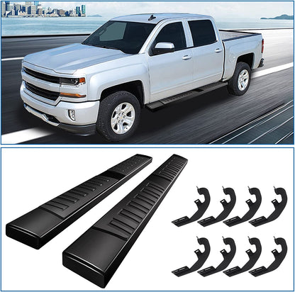 6'' Aluminum Running Boards both size Compatible with 19-23 Chevy Silverado - OMOTOR