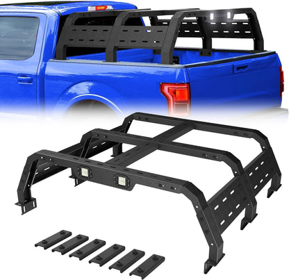 Truck Bed Rack for Dodge Ram 1500 Adjustable Height 14.5'' to 17.3'' No-Drill Bed Racks Truck Bed Extender for Dodge Ram 1500 2002-2022 | Silverado 1500 2014-2022 | F150 2009-2022 | Tundra 2007-2013 - OMOTOR