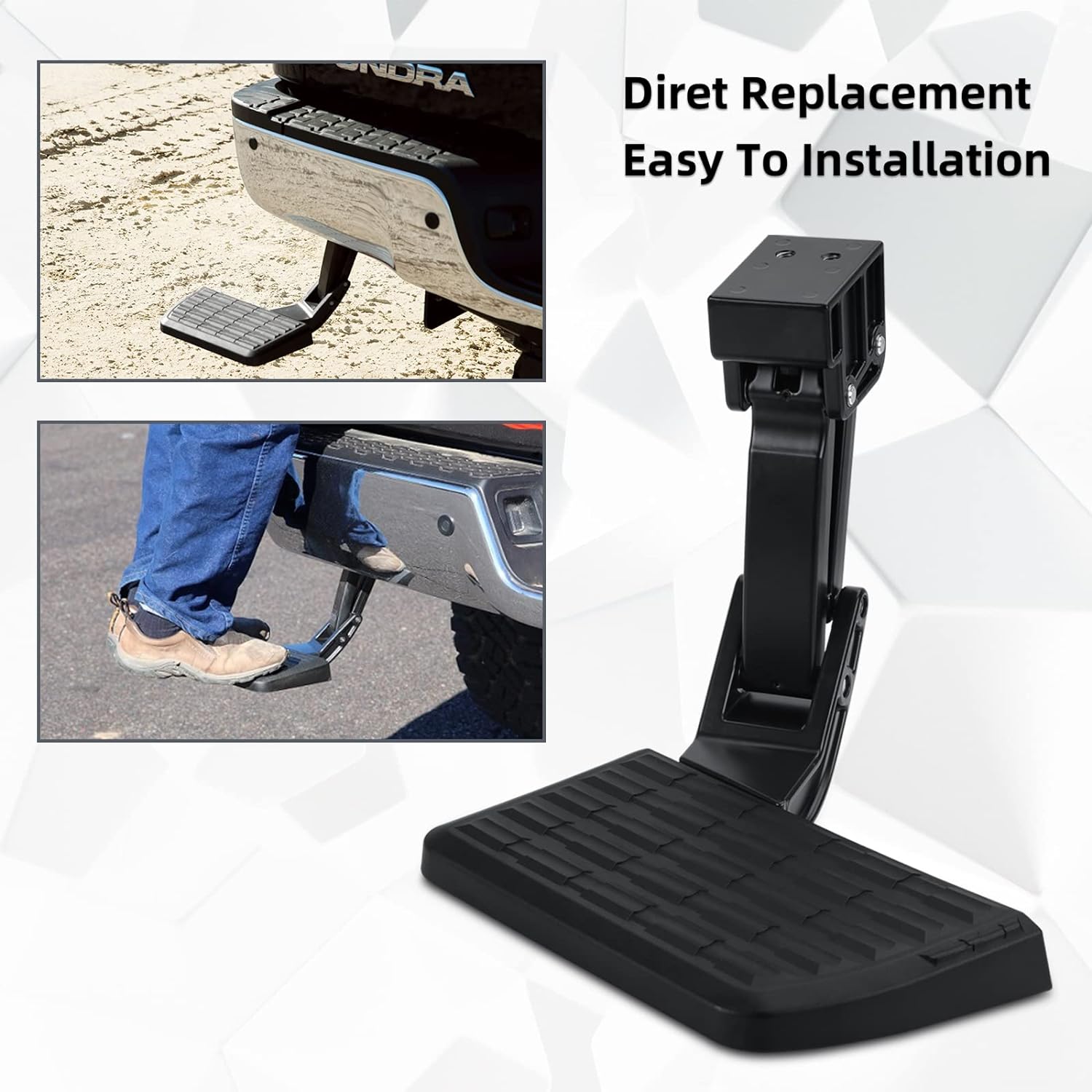 PT392-34140 Retractable Truck Bed Step Compatible with Toyota 14-21 Tundra (2014 2015 2016 2017 2018 2019 2020 2021) Folding Rear Bumper Tailgate Step Replace# PT392-34140 75316-01A - OMOTOR