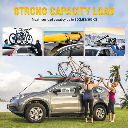 Universal 79" Black Low Profile Heavy Duty Aluminum Pick Up Truck Ladder Rack Truck Bed Top Luggage Carrier Crossbars - OMOTOR