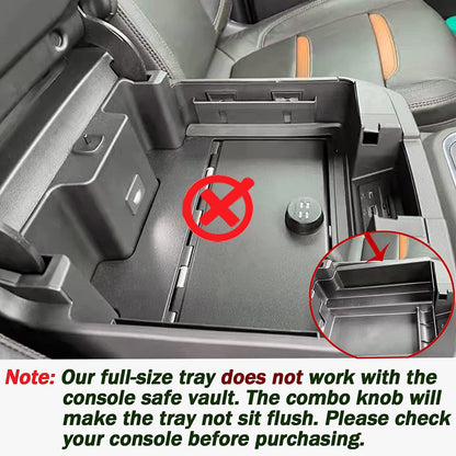 Full-Size Center Console Tray Compatible with 2019-2022 Chevy Silverado/GMC Sierra 1500 and 2020-2023 Silverado/Sierra 2500HD 3500HD, Armrest Organizer (Full Console w/Bucket Seats ONLY) - OMOTOR