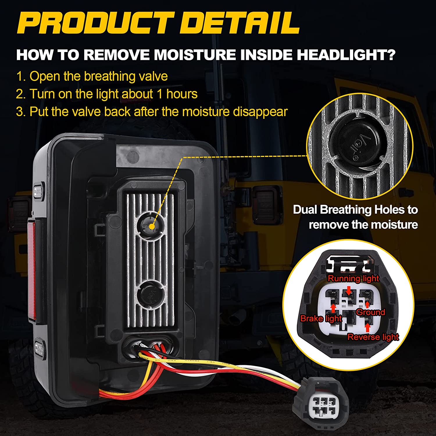 LED Tail Light Compatible with Jeep Wrangler JK JKU 2007-2018, Smoked Lens 20W Reverse Lights Brake Rear Back Up Lights - OMOTOR