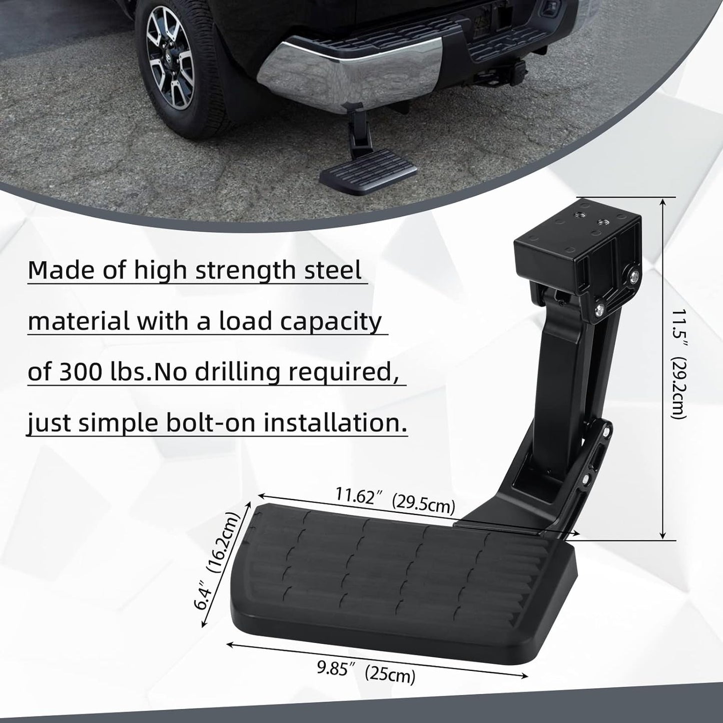 PT392-34140 Retractable Truck Bed Step Compatible with Toyota 14-21 Tundra (2014 2015 2016 2017 2018 2019 2020 2021) Folding Rear Bumper Tailgate Step Replace# PT392-34140 75316-01A