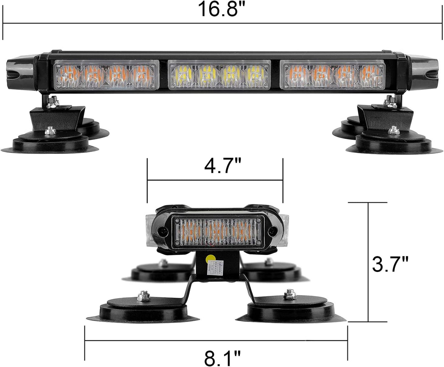 26 Flashing Modes LED Strobe Flashing 16.8" Light Bar w/ Magnetic Base