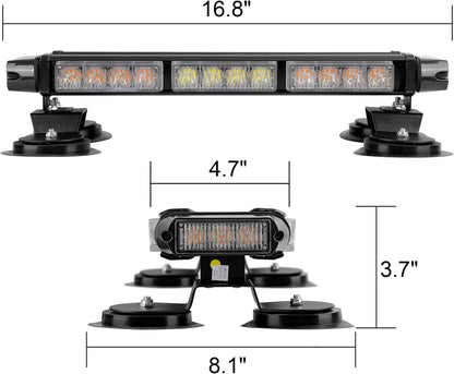 26 Flashing Modes LED Strobe Flashing 16.8" Light Bar w/ Magnetic Base - OMOTOR