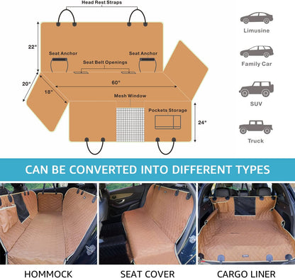 Dog Seat Covers for Trucks, Waterpfoof Dog Hammock for Truck Machine Washable and Non Slip Backseat Dog Cover for Car Compatible with F150 F250 Silverado Sierra Tundra and Crew Cab - OMOTOR