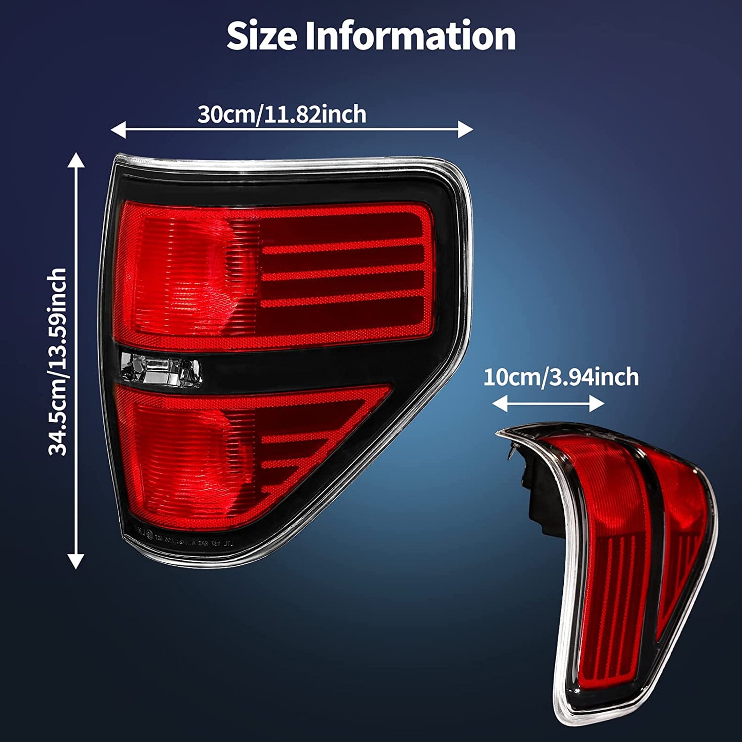 Tail Lights Compatible with 2009-2014 Ford F150, NOT fit Flareside Models, Taillight Brake Lamps Housing for Passenger and Driver Side, 2 Pack, Red + Black