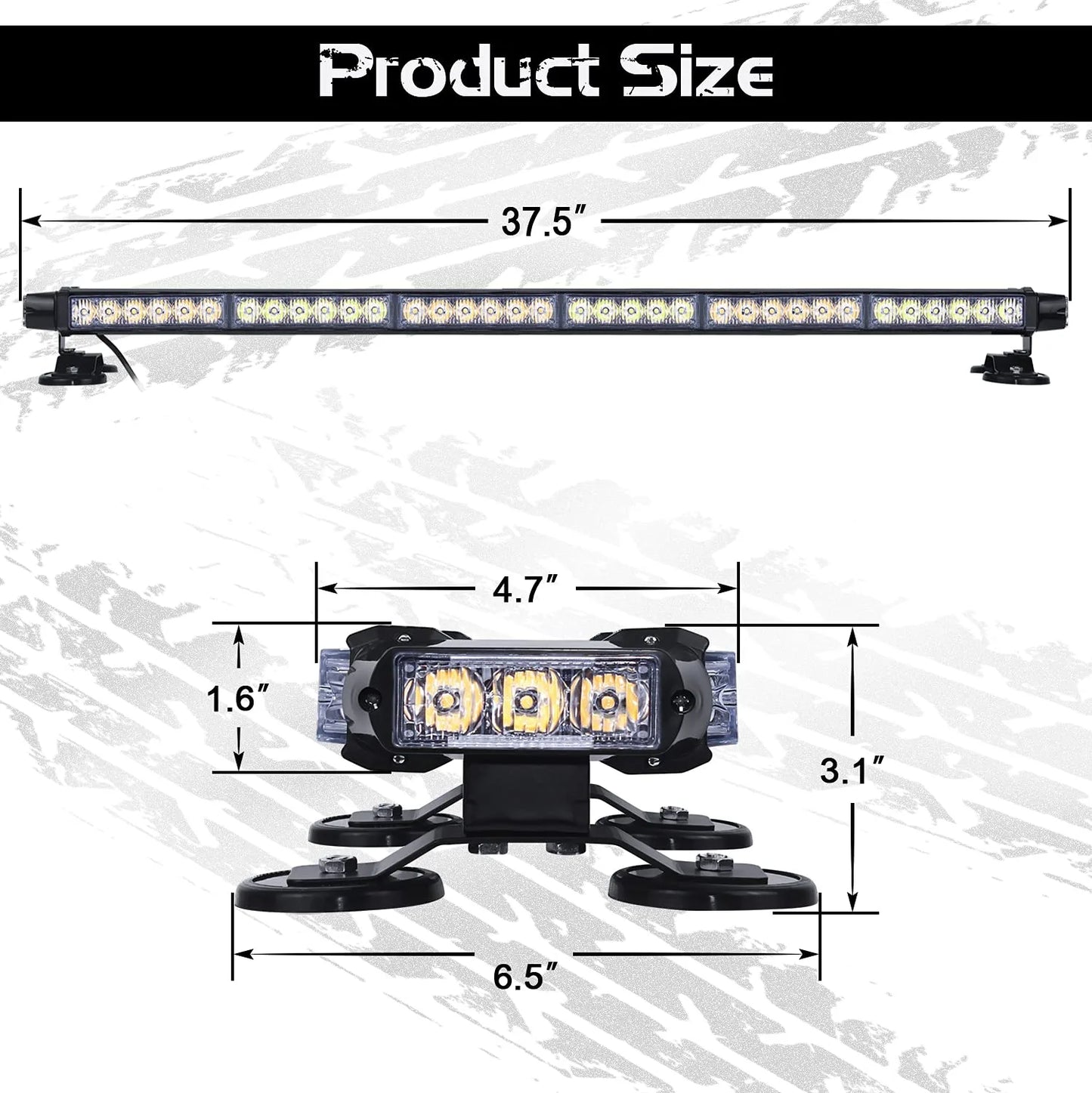 LED Strobe Light Bar -37.5'' Double Side Flashing 78 LED