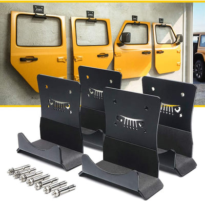 Wall-Mounted Heavy Duty Door Storage Hangers Bracket Compatible with 1956-2025 Jeep Wrangler CJ YJ TJ JK JKU JL JLU LJ JT