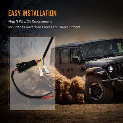 4 Inch LED Fog Lights for Wrangler JL JLU Unlimited Sport Rubicon Sahara 2018-2022, Round Fog Lamps for Gladiator JT 2018+, RHD, Wrangler 4xe, w/ DRL & Turn Signal - OMOTOR
