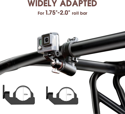 Gopro Mount with 360° Adjustable Spherical Head and Locking Knob, Compatible with UTV ATV Polaris Ranger 1.75-2 inch Roll Bar - OMOTOR