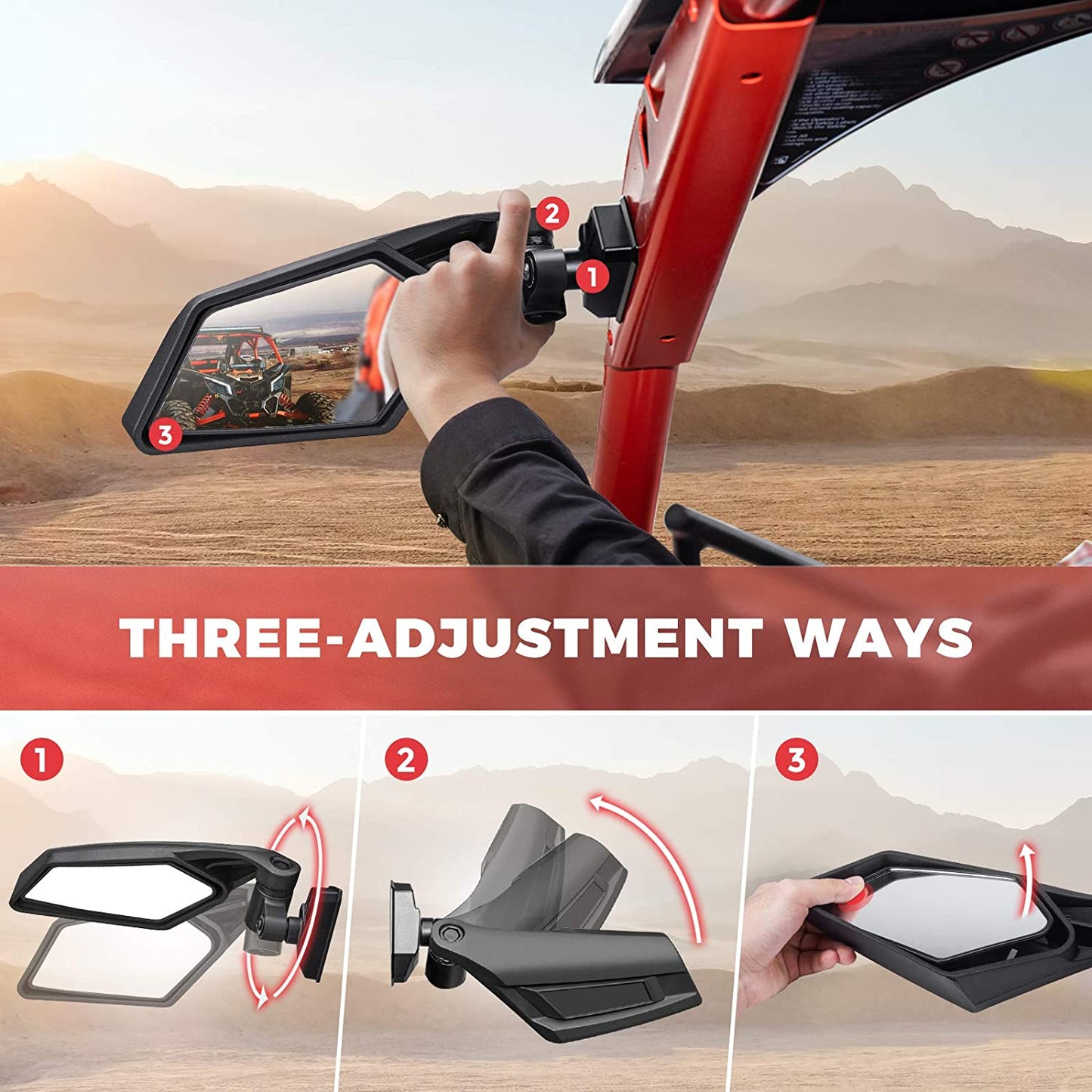 Maverick X3 Side Mirrors Upgraded 360 Degree Mirrors - OMOTOR