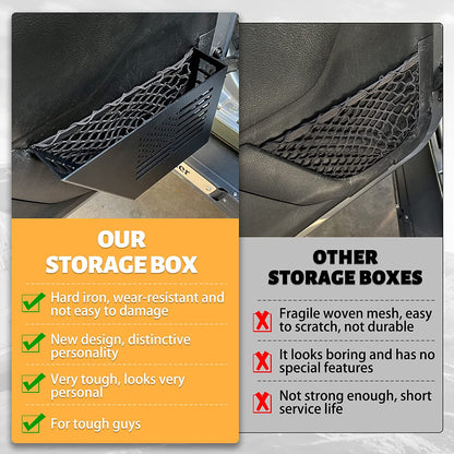 Metal Front Door Storage Box, Door Side Insert Organizer Box Pockets for 2007-2018 Jeep Wrangler JK 2/4 Door 2pcs(Black) - OMOTOR