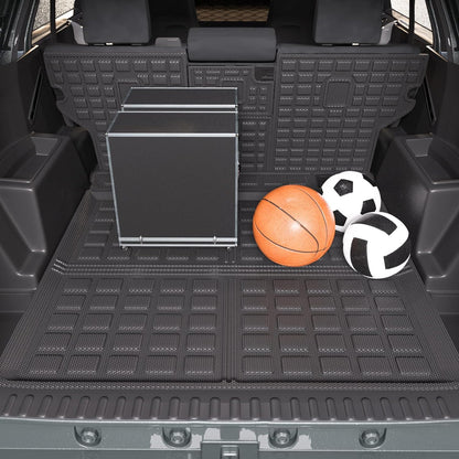 Trunk Mat Backrest Mat Compatible with 2010-2024 Toyota 4Runner 5-Seater Cargo Mat Backrest Mat Replacement for 10-23 4Runner Accessories (Only Fit W/O Sliding Tray) (Cargo Mat+Backrest Mat) - OMOTOR