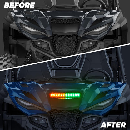 LED Hood Scoop Light for Yamaha RMAX 1000, RGB Hood Spot Light with Green Amber Strobe Lamp for Yamaha Wolverine RMAX2 RMAX4 1000 2021-2024 Accessories (1PCS) - OMOTOR