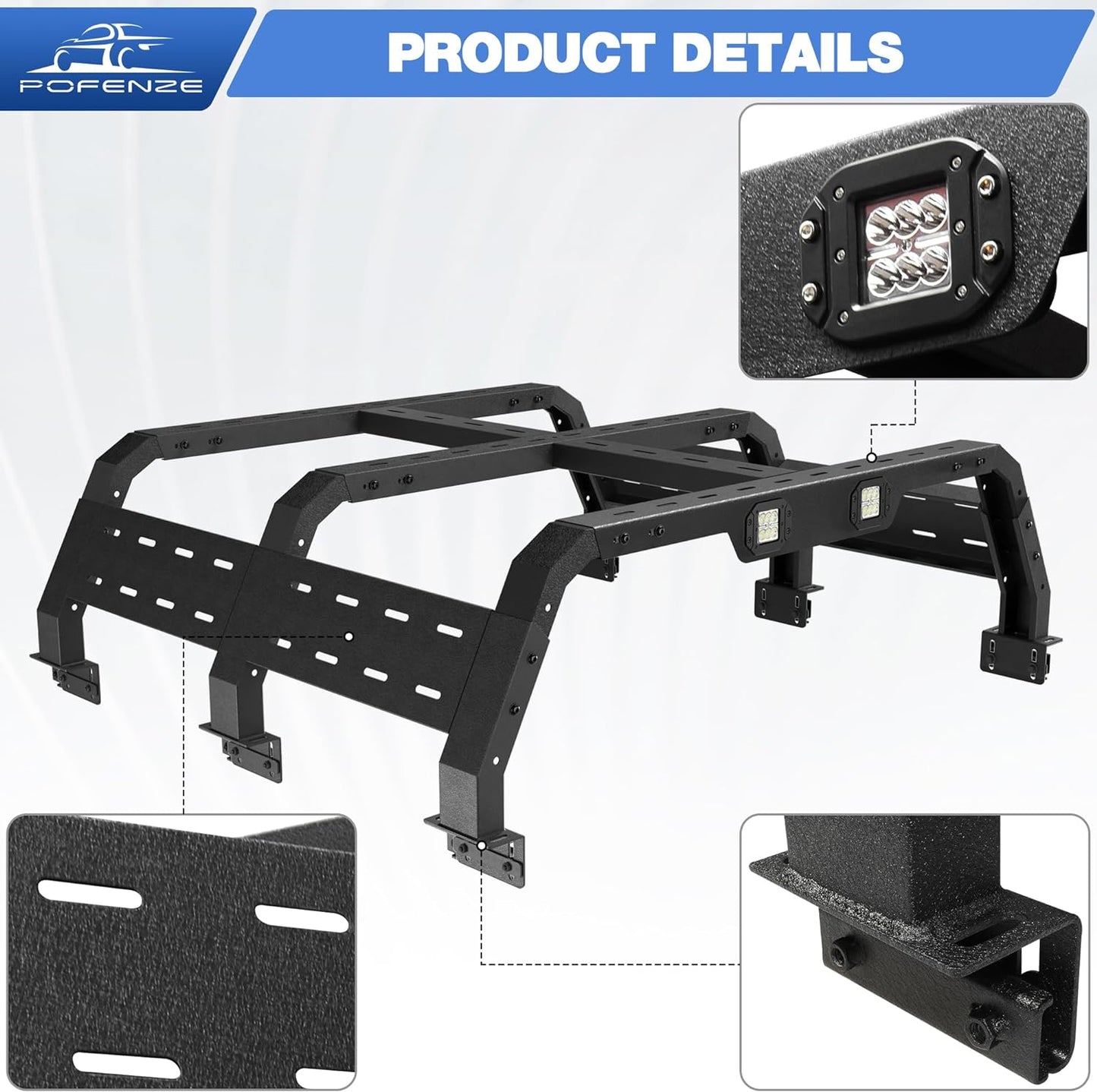 Truck Bed Rack for Dodge Ram 1500 Adjustable Height 14.5'' to 17.3'' No-Drill Bed Racks Truck Bed Extender for Dodge Ram 1500 2002-2022 | Silverado 1500 2014-2022 | F150 2009-2022 | Tundra 2007-2013