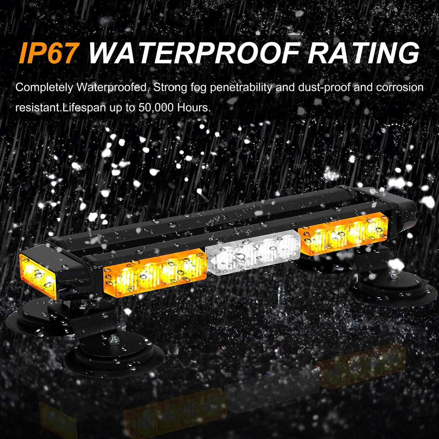 26 Flashing Modes LED Strobe Flashing 16.8" Light Bar w/ Magnetic Base