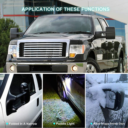For Ford Towing Mirrors SCITOO Exterior Accessories Mirrors for 2007-2014 Ford F150 Truck with Power Controlling Heated Amber Turn Signal Manual Telescoping and Folding Features - OMOTOR