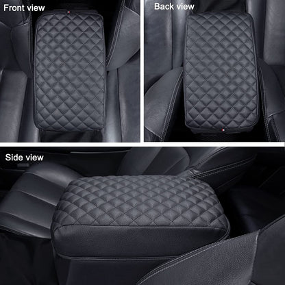 Center Console Armrest Cover Compatible with Toyota 4Runner 2010-2023 Truck Accessories Premium PU Leather Cushion Protector (Black) - OMOTOR
