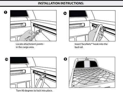 Cargo Net - Bungee Net Accessories for Pickup Truck Bed - Toyota Tacoma Bed Rail Integration for 2005-2023 - 36" x60 Stretchable Cargo Net - 6” Diamond Grid Pattern - OMOTOR