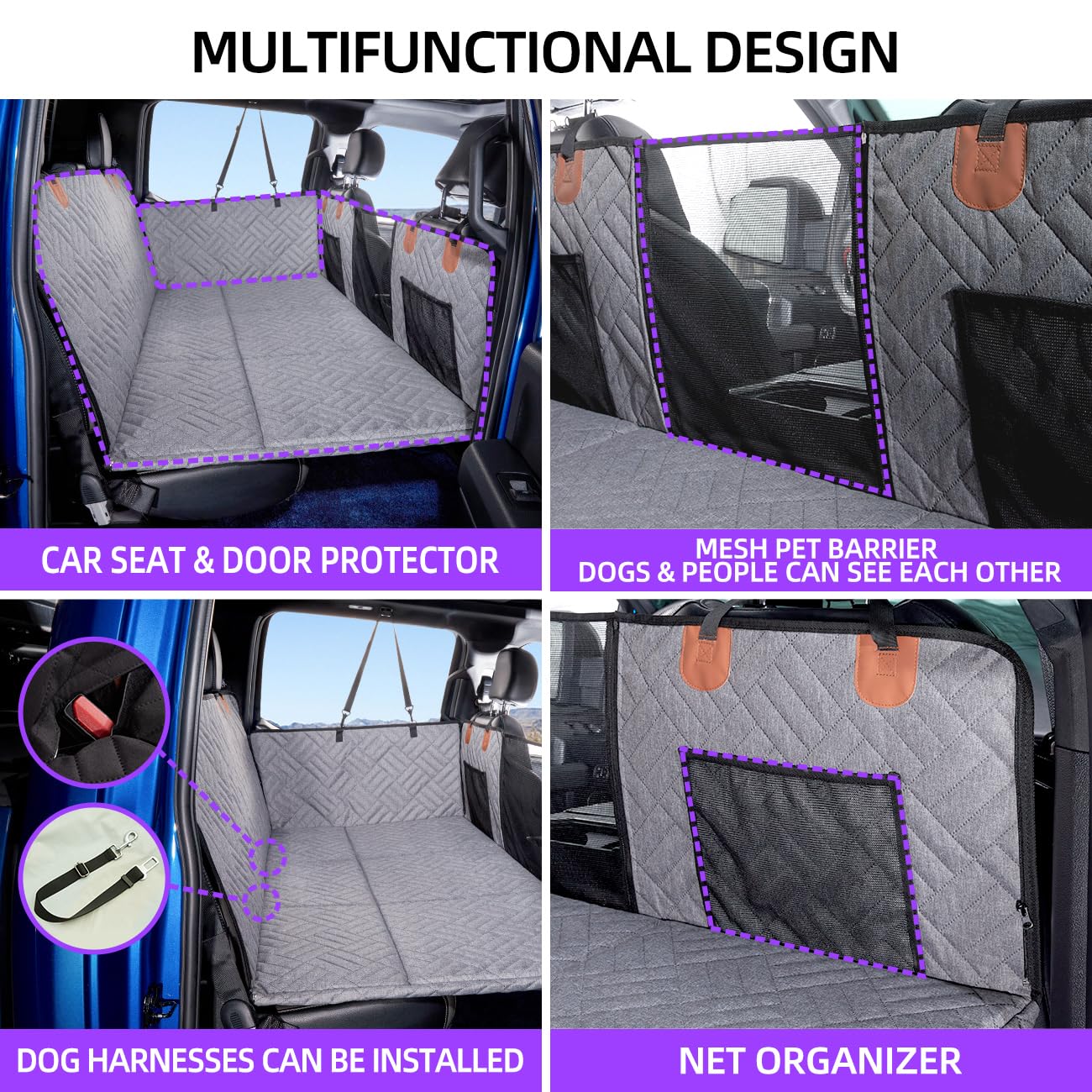 Dog Seat Cover and Bed for Trucks - Back Seat Extender and Hammock for F150, RAM1500, Silverado - Non-Inflatable Pet Mattress