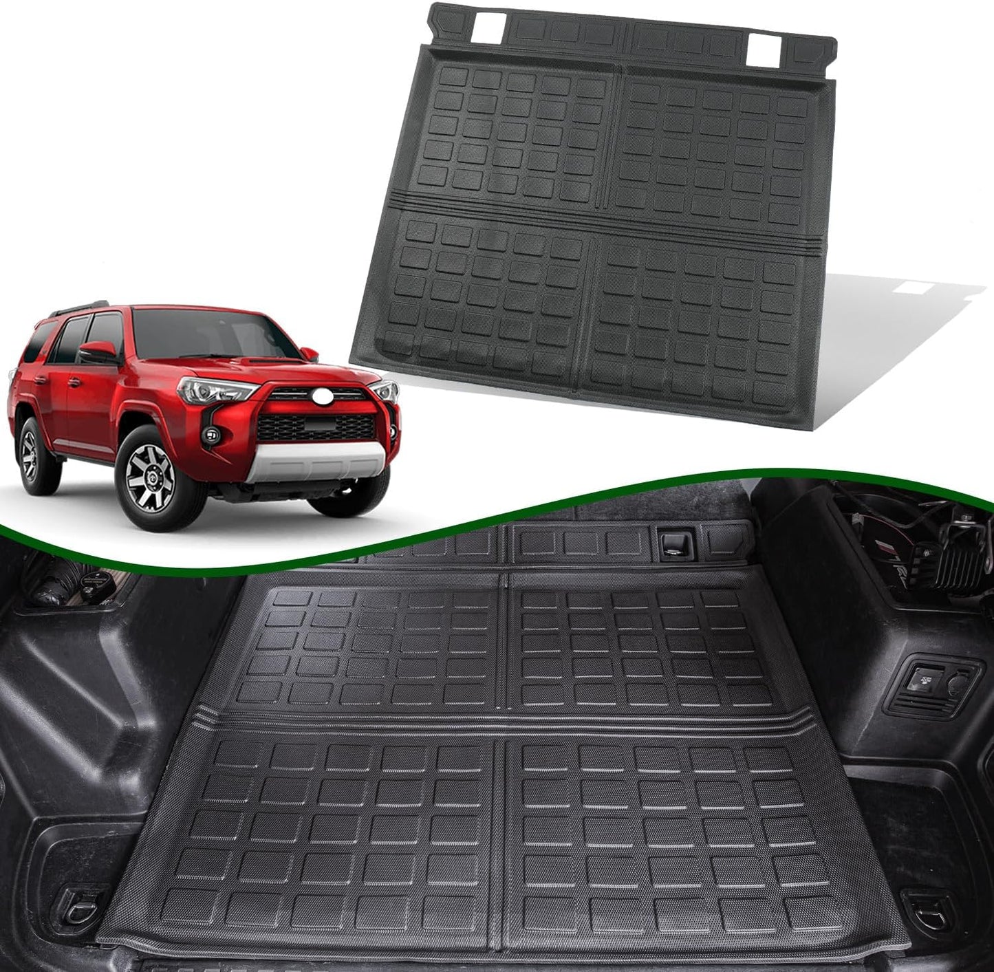 Trunk Mat Backrest Mat Compatible with 2010-2024 Toyota 4Runner 5-Seater Cargo Mat Backrest Mat Replacement for 10-23 4Runner Accessories (Only Fit W/O Sliding Tray) (Cargo Mat+Backrest Mat)