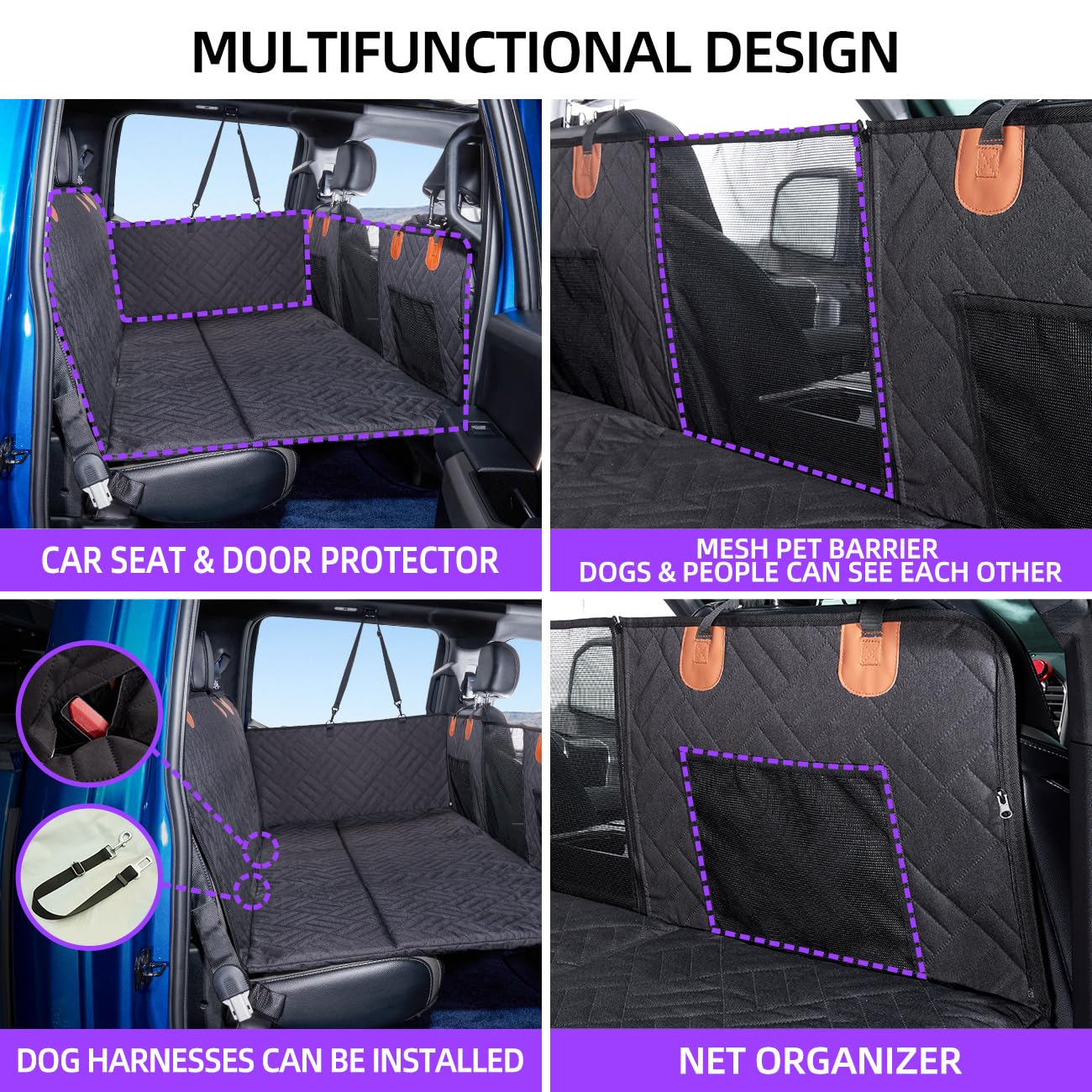 Dog Seat Cover and Bed for Trucks - Back Seat Extender and Hammock for F150, RAM1500, Silverado - Non-Inflatable Pet Mattress