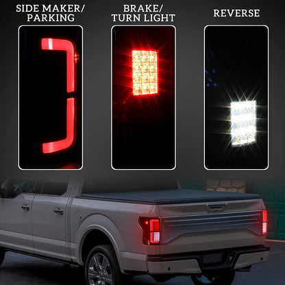 New Upgraded LED Tail Lights Assembly for F150 18-20, Smoked Black LED Taillights Brake Rear Lamps Parking Light for Ford F-150 2018-2020 Accessories (2PCS, Driver & Passenger Side) - OMOTOR