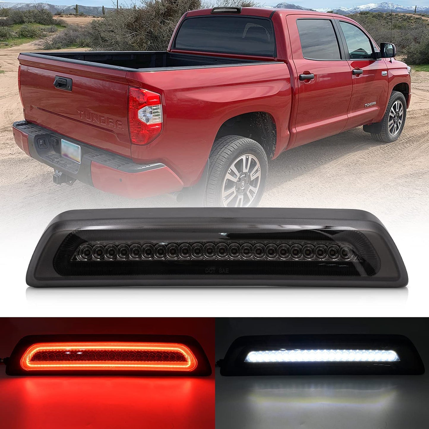 Led Third Brake Light Replacement for 2007-2021 To-yo-ta Tundra XK50 Pickup Trucks