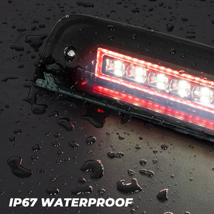 Upgraded Led Third Brake Light with Strobe Mode Switch for 2009-2018 Dodge Ram 1500 2500 3500 Pickup High Mount Brake Cargo Light with Smoke Lens Black Housing - OMOTOR