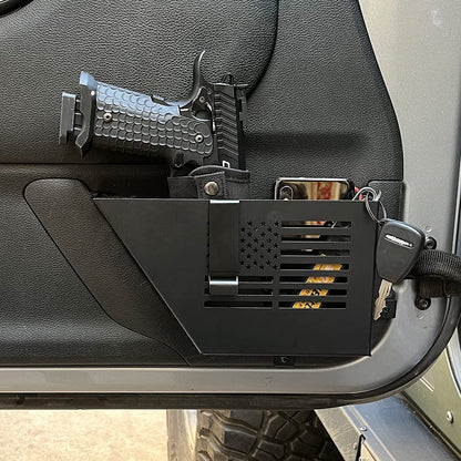 Metal Front Door Storage Box, Door Side Insert Organizer Box Pockets for 2007-2018 Jeep Wrangler JK 2/4 Door 2pcs(Black) - OMOTOR