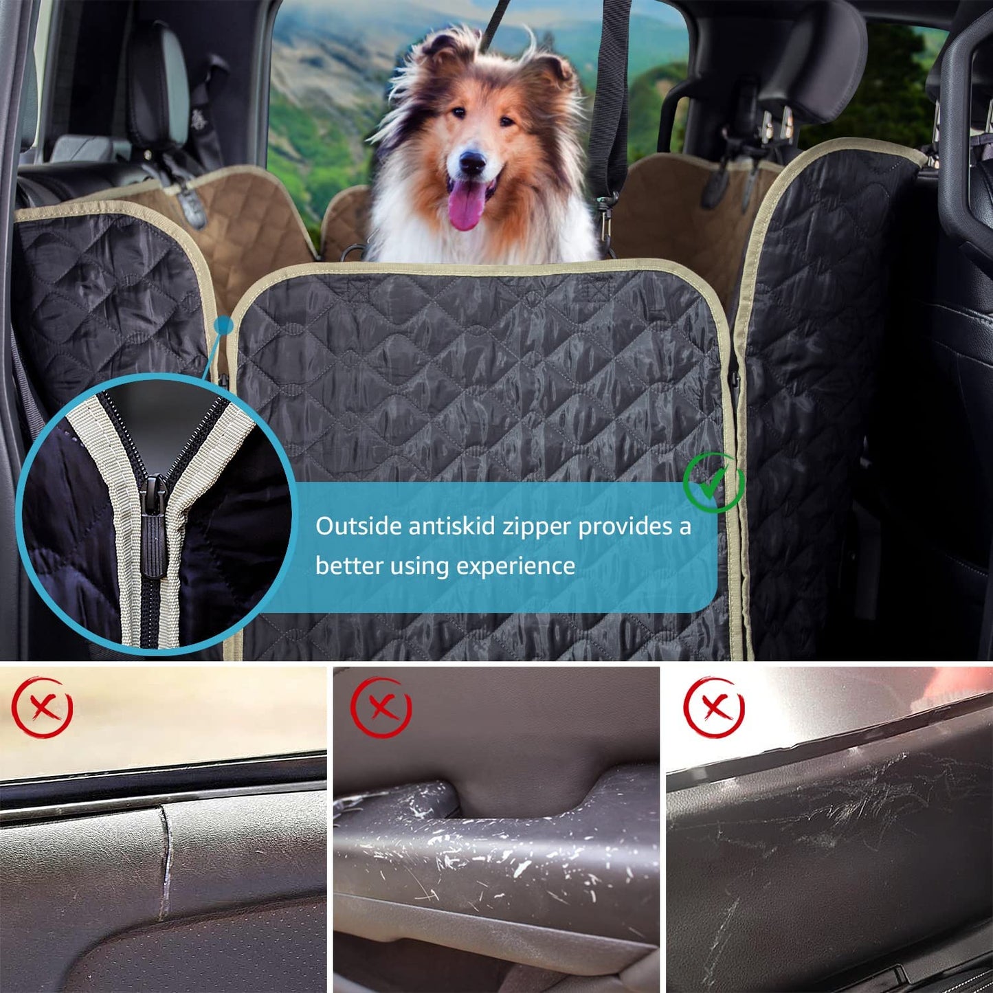 Dog Seat Covers for Trucks, Waterpfoof Dog Hammock for Truck Machine Washable and Non Slip Backseat Dog Cover for Car Compatible with F150 F250 Silverado Sierra Tundra and Crew Cab