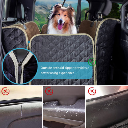 Dog Seat Covers for Trucks, Waterpfoof Dog Hammock for Truck Machine Washable and Non Slip Backseat Dog Cover for Car Compatible with F150 F250 Silverado Sierra Tundra and Crew Cab - OMOTOR