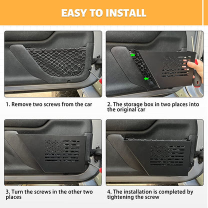 Metal Front Door Storage Box, Door Side Insert Organizer Box Pockets for 2007-2018 Jeep Wrangler JK 2/4 Door 2pcs(Black) - OMOTOR