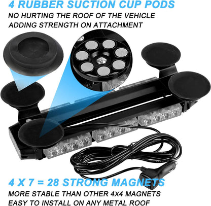 26 Flashing Modes LED Strobe Flashing 16.8" Light Bar w/ Magnetic Base - OMOTOR