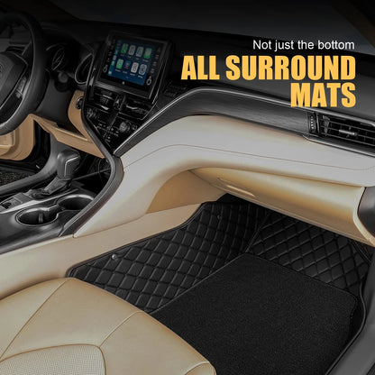 Leather Car Floor Mats for Toyota Camry 2018-2023,Waterproof & Dustproof & All Weather Camry Floor Liner(Black) - OMOTOR