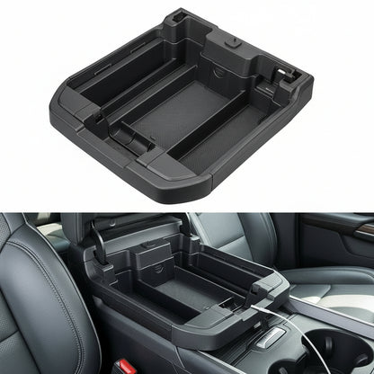 Full-Size Center Console Tray Compatible with 2019-2022 Chevy Silverado/GMC Sierra 1500 and 2020-2023 Silverado/Sierra 2500HD 3500HD, Armrest Organizer (Full Console w/Bucket Seats ONLY) - OMOTOR