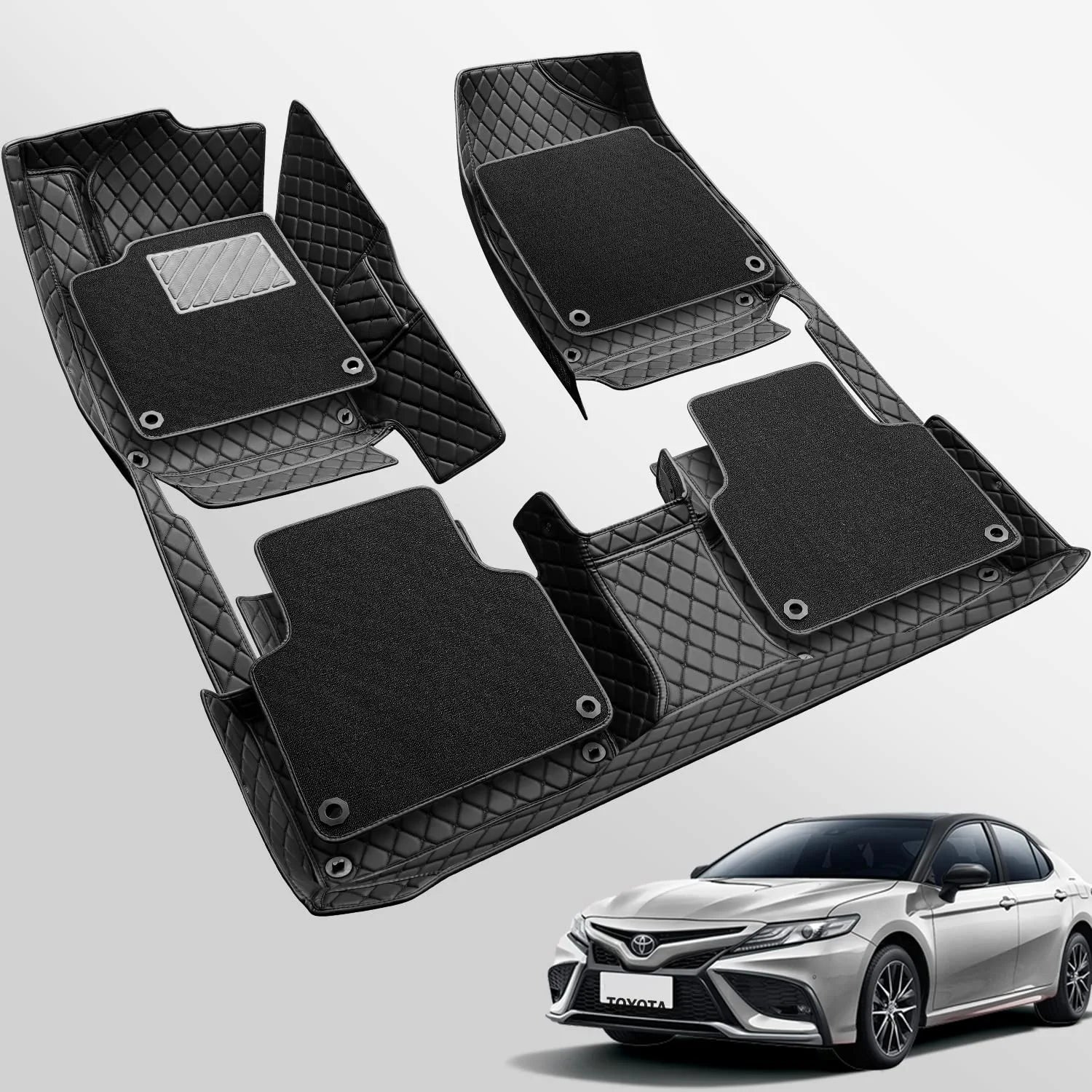 Leather Car Floor Mats for Toyota Camry 2018-2023,Waterproof & Dustproof & All Weather Camry Floor Liner(Black)