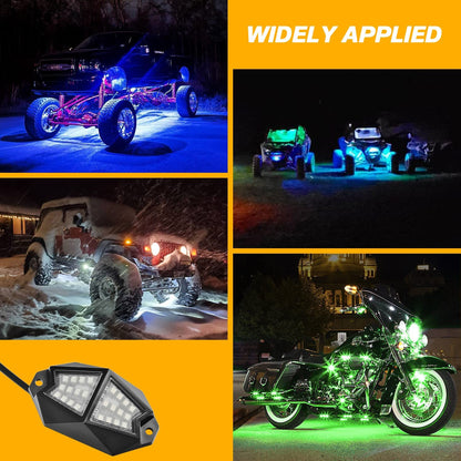 【Upgrade 8 Pods Rock Lights】- RGB LED Multicolor Underglow Neon Light Kit with Bluetooth Controller, Music Mode - OMOTOR