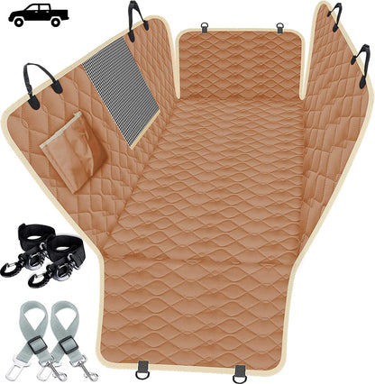 Dog Seat Covers for Trucks, Waterpfoof Dog Hammock for Truck Machine Washable and Non Slip Backseat Dog Cover for Car Compatible with F150 F250 Silverado Sierra Tundra and Crew Cab - OMOTOR